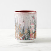 Mug Rinder d'aquarelle rose, Snowman Joyeux Noël (Centre)