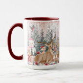 Mug Rinder d'aquarelle rose, Snowman Joyeux Noël (Gauche)