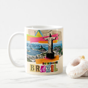 Mug Rio de Janeiro Brésil Christ Retro Collage Voyage