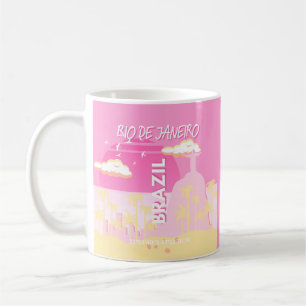 Mug Rio de Janeiro Brésil Voyage Art rose illustration