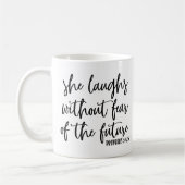 Mug Rire sans crainte de la Bible Verse future (Gauche)