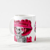 Mug Rire Skeleton Woman dans Red Bonnet (Devant gauche)