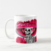 Mug Rire Skeleton Woman dans Red Bonnet (Gauche)