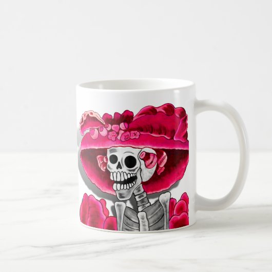 Mug Rire Skeleton Woman dans Red Bonnet (Droite)