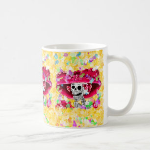 Mug Rire Skeleton Woman dans Red Bonnet