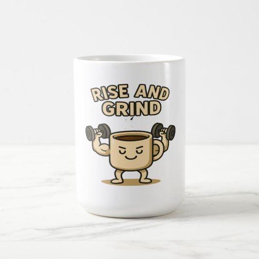 Mug Rise and Grind Coffee Mug- Funny Gym Motivation (Centre)
