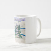 Mug Rivière de scène de neige, plantes vertes, (Devant droit)