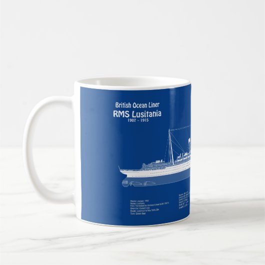 Mug RMS Lusitania - Plan directeur des navires ABD (Gauche)