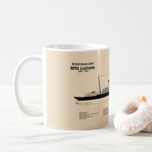 Mug RMS Lusitania - Plan directeur des navires SD (Avec donut)