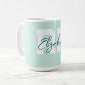 Mug RN turquoise personnalisé (Devant gauche)