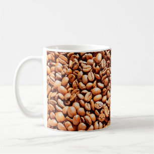 Mug roasted aromatic coffee beans in sunlight, coffee