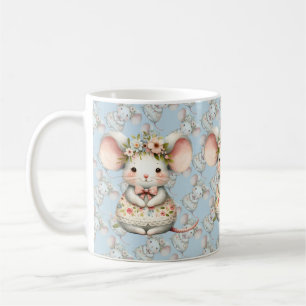 Mug Robe de souris florale mignonne Couronne de fleurs