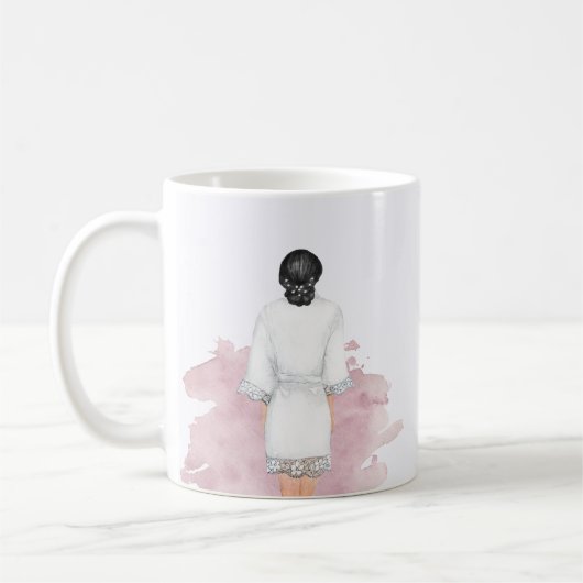 Mug Robe mariage rose vif future mrs monogramme (Gauche)