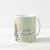 Mug Robe verte rose chapeau féminin (Devant droit)