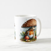 Mug Robin adorable sous parapluie de champignons (Devant droit)