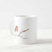 Mug Robin aquarelle peinture art de Noël (Devant gauche)