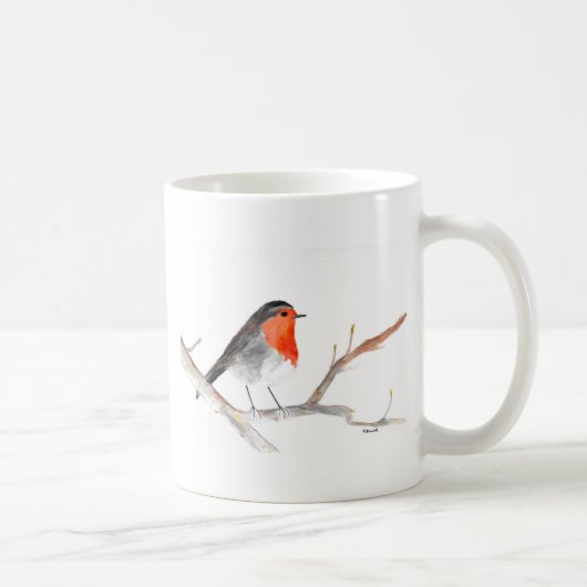Mug Robin aquarelle peinture art de Noël (Droite)