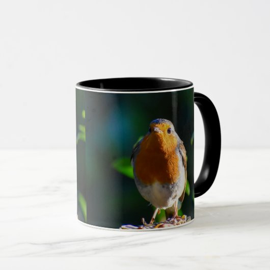 Mug Robin avec ses graines (Devant droit)