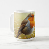 Mug Robin européen perché sur une clôture rustique (Devant gauche)