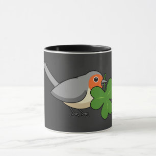 Mug Robin mignon avec Shamrock en caricature