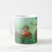 Mug Robin rouge et nidification d'oiseaux de grand Tit (Devant gauche)