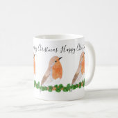 Mug Robin rouge Noël (Devant droit)