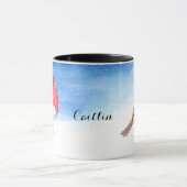 Mug Robins aquarelle ajoutez votre nom (Centre)