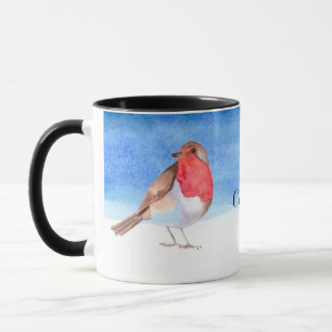 Mug Robins aquarelle ajoutez votre nom