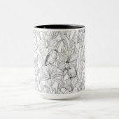 Mug Robins et fleurs de lys, noir et blanc (Centre)