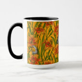 Mug Robins et fleurs de lys, orange et vert (Gauche)