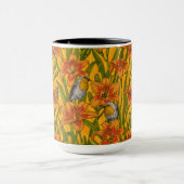 Mug Robins et fleurs de lys, orange et vert (Centre)