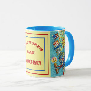 MUG ROBOT 4 JUILLET FEU, STEAMPUNK DE FEU
