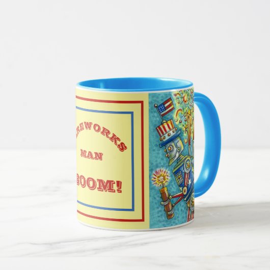 MUG ROBOT 4 JUILLET FEU, STEAMPUNK DE FEU (Devant droit)