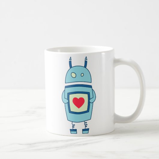 Mug Robot bleu avec le coeur (Droite)