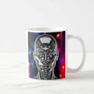 Mug robot chrome galaxie futuriste