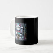 Mug Robot Cyberpunk Maneki Neko Chat Lucky, Argent (Devant gauche)