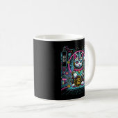 Mug Robot Cyberpunk Maneki Neko Chat Lucky, Argent (Devant droit)