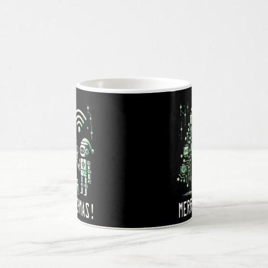Mug Robot IA avec arbre de Noël Tech - Joyeux Techmas (Centre)
