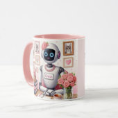 Mug Robot IA Girly Tech Grace Rose Pailleté (Devant gauche)