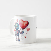 Mug Robot mignon avec un ballon de coeur rouge Saint-V (Devant gauche)