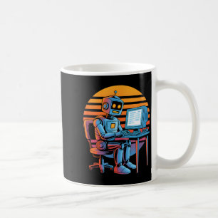 Mug Robot rétro drôle codant l'écran d'ordinateur Robo