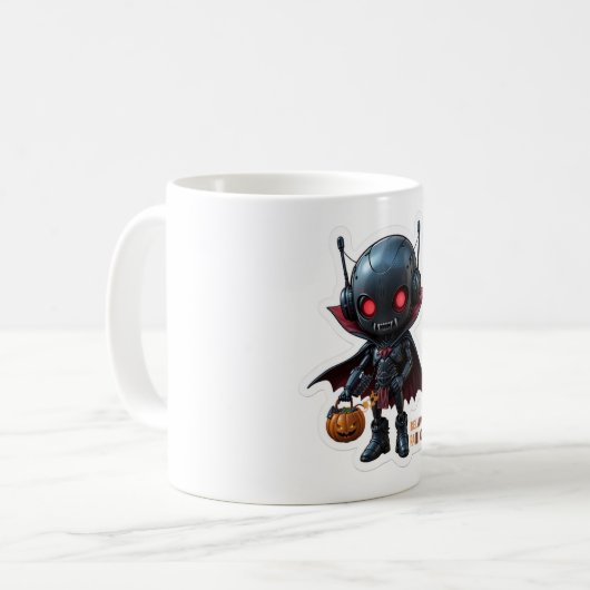 Mug Robot Vampire foncé Halloween Café Sci-Fi Éffrayan (Devant gauche)