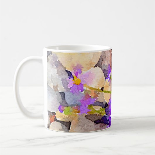 Mug Roches à fleurs violettes Aquarelle 2 (Gauche)