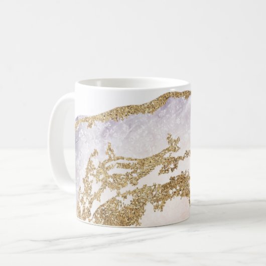 Mug *~* Rock Agate Aquarelle Géode Gold Parties scinti (Devant gauche)