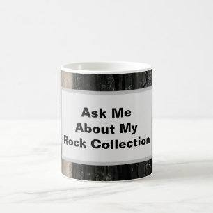 Mug Rock Collector Humoristique noir blanc rayé pierre