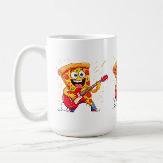 Mug **Rock ’n’ Roll Pizza – Tranche drôle qui joue de (Gauche)