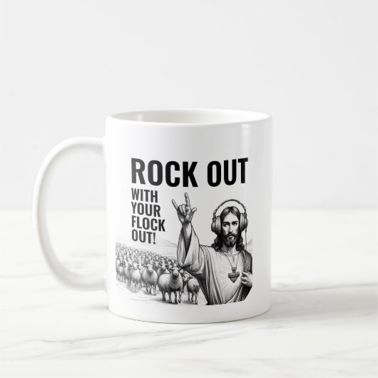 Mug Rock Out with your Flock Out! - Funny Jesus Meme (Gauche)