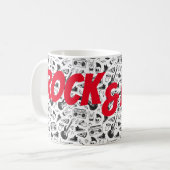 Mug Rock & Roll - rouge & noir - personnaliser tex (Devant gauche)