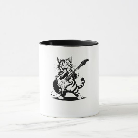 Mug Rockstar Cat Guitar Solo – Funny Music Lover Gift (Centre)