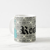 Mug Rockstar Damask Guitar Mug, Turquoise (Devant gauche)